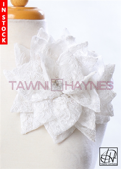 Tawni Haynes Petal Flower Pin (10 inch) - White French Lace