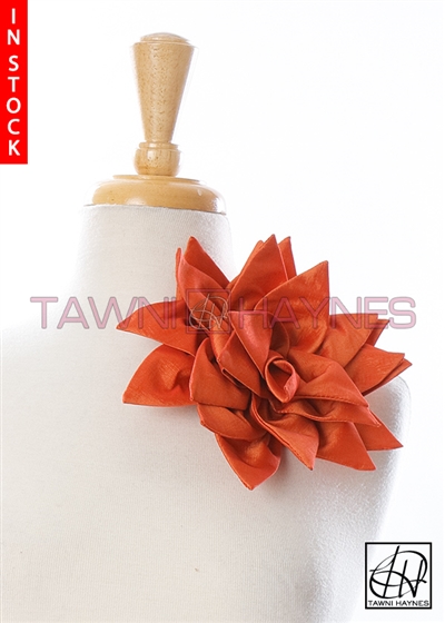 Tawni Haynes Petal Flower Pin (10 inch) - Orange Stretch Taffeta