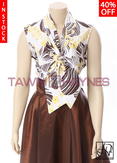 Tawni Haynes In-Stock Sleeveless Floral Stretch Cotton Bow Blouse