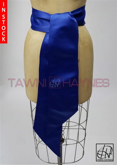 In Stock! Royal Blue Poly Satin Sash