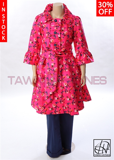 Tawni Haynes In-Stock Rose Jacquard Trench Dress