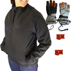 ActiVHeat Women's Battery Heated Insulated Soft-Shell Jacket with Zip-Off Sleeves + Women's Insulated Glove Bundle