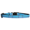 Blue Plaid Nylon Ribbon Breakaway Cat Collar