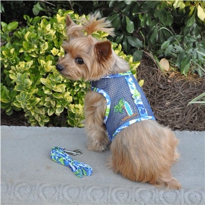 Cool Mesh Dog Harness-Surfboard Blue and Green