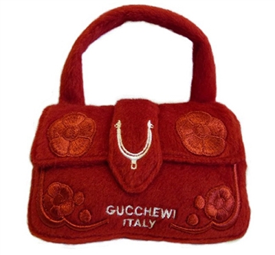 Gucchewi Red Floral Purse Dog Toy
