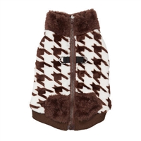 Hip Doggie Butter Fleece Vest-Brown Houndstooth