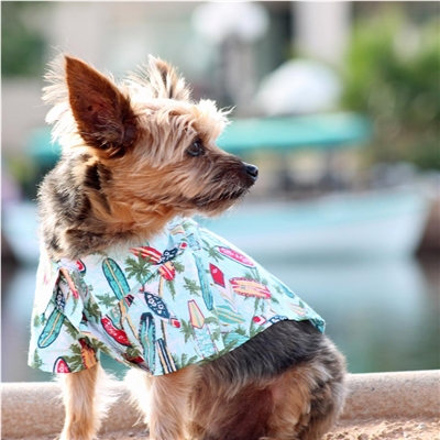 Hawaiian Camp Dog Shirt-Surfboards and Palms