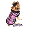 Pink Plaid Classic Dog Coat Harness with Matching Leash