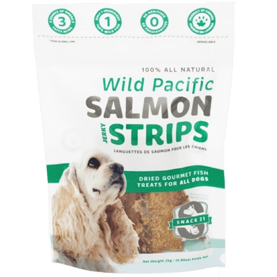 Snack 21 Wild Pacific Salmon Jerky Strips for Dogs