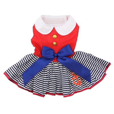 Sailor Girl Dog Dress with Matching Leash