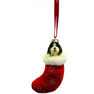 Santa's Little Pals Shih Tzu Black and White Ornament