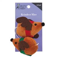 Savvy Tabby Reindeer Mice Cat Toy-2 pk