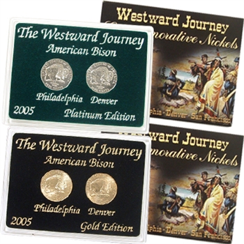 2005 Westward Buffalo Nickel Gold & Platinum 2pc Set