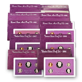 Purple Proof Sets (1984 - 1993) - 10 sets