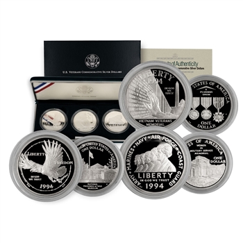 1994 US Veterans Silver Dollar 3 pc - Proof