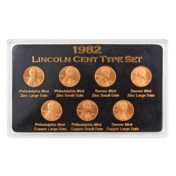 1982 Lincoln Cent Type Set - Large / Small Date