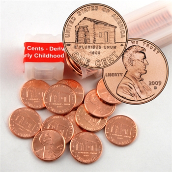 2009 Lincoln Cent Bicentennial Birth & Early Childhood (Log Cabin) - Denver Mint Roll