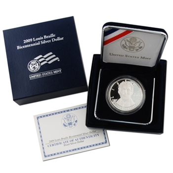 2009 Louis Braille Silver Dollar - Proof