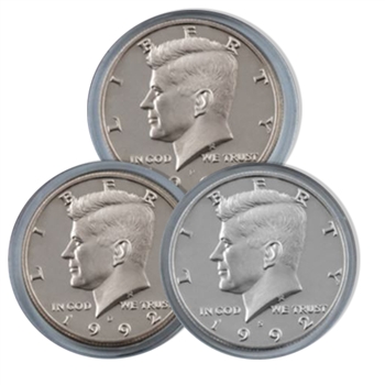 1992 Kennedy Half Dollar 3 pc PDS Set