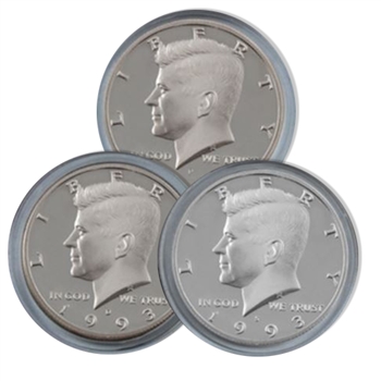 1993 Kennedy Half Dollar 3 pc PDS Set