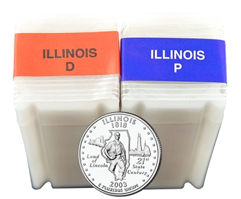 2002 Illinois Quarter Rolls - Philadelphia & Denver Mints - Uncirculated