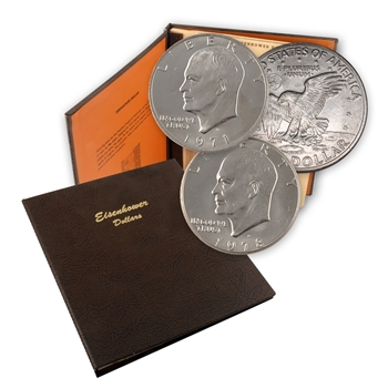 71-78 Eisenhower Dollars in Dansco Album-Philadelphia, Denver, and San Francisco Mint-Uncirculated