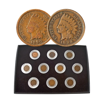 1890-1889 Indian Head Cent Set - Circulated - PB5