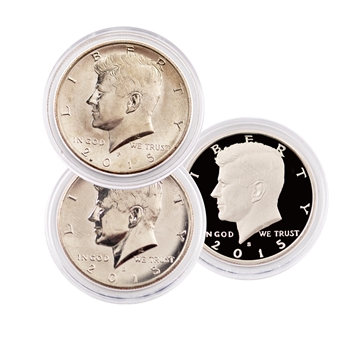 2015 Kennedy Half Dollar - Philadelphia, Denver, and San Francisco - Capsules