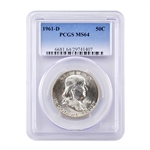 1961 Franklin Half Dollar - Denver - PCGS 64