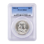 1962 Franklin Half Dollar - Denver - PCGS 64