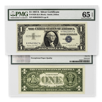 1957 $1 Silver Certificate - PMG65