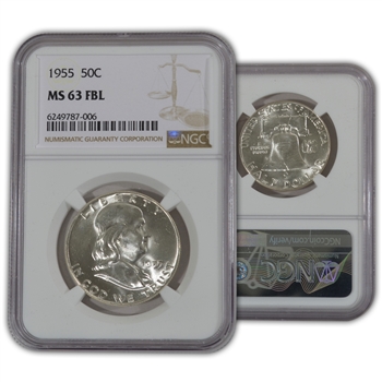 1955 Franklin Half Dollar - Philadelphia - FBL - NGC 63