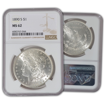 1890 Morgan Silver Dollar - San Francisco Mint - NGC 62