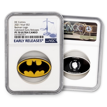 2021 Niue Batman Logo - 1oz Silver Proof/Colorized - NGC 70