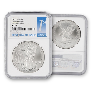 2021 Silver Eagle - Type 2 - NGC 70 Blue Label First Day