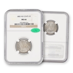 1883 Liberty Nickel - No Cent - NGC 66 CAC