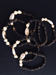 Coco Bead & Cowry Stretch Bracelet