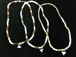 Coco Bead Necklace W/ Shark Tooth 18 inch