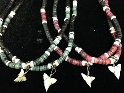 Coco Bead Necklace W/ Shark Tooth 18 inch