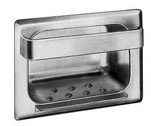 Heavy Duty Recessed Soap Dish and Bar with Lip -  Wet Wall Mortar Mount, bright polished