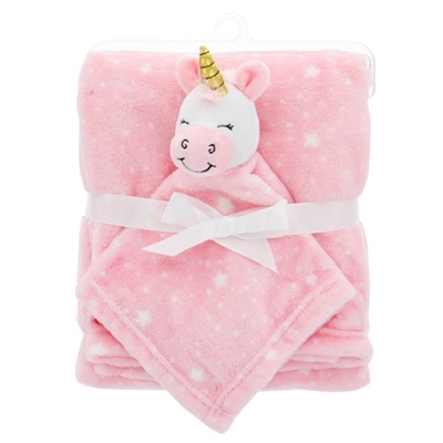 Pink Unicorn Security Blanket Set