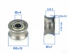 4mm Bore Bearing with 13mm Pulley U Groove Track Roller Bearing 4x13x7mm