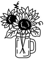 Mason Jar Sunflowers Outline Decal