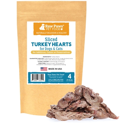 Freeze Dried Sliced Turkey Hearts for Dogs & Cats, 4 oz