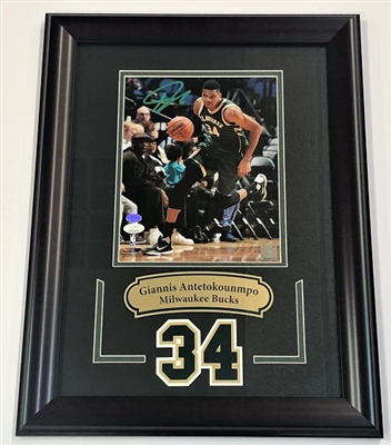 Giannis Antetokounmpo Autograph 8x10 Framed