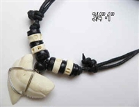 10203 3/4"-1" Tiger Shark Teeth Necklace with Adjustable Double Cord