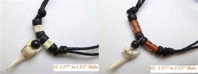 10205 1 1/7"-1 1/4" Mako Shark Teeth Necklace with Adjustable Double Cord