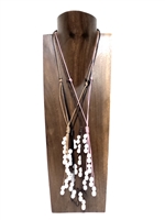 13007 Fresh Water Pearl with Leather Cord Necklace