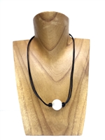 13008 Pearl with Leather Cord Necklace