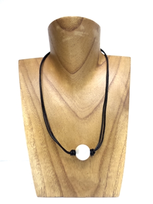 13008 Pearl with Leather Cord Necklace